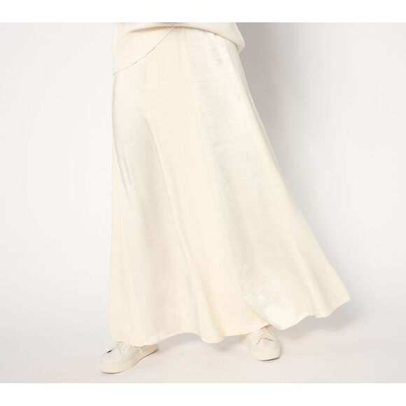 Peace Love World Women's Plus Sz Skirt 2X Label Regular Satin White A615070 - Picture 1 of 4